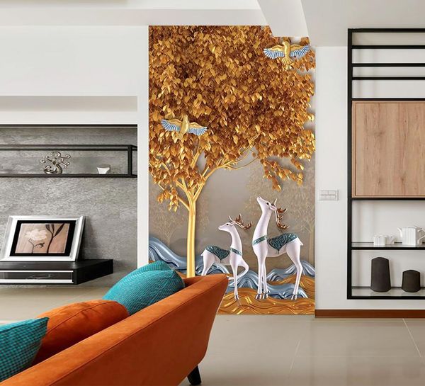 

self-adhesive] 3d deer under the tree 183265554 wall paper mural wall print decal murals