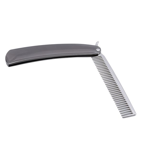 

metal folding male beard hair combs stainless steel mustache mini pocket brushes men shaving portable comb mustache brushes, Silver