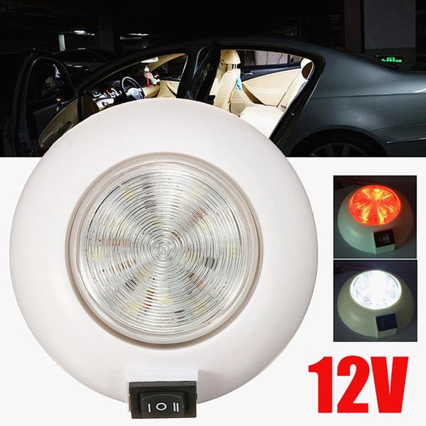 

1pc 12v car led dome light dual color white&red for rv car boat interior lamp dome light reading
