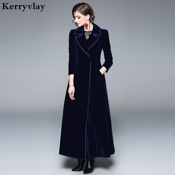 

spring velvet blue long swing women coat abrigos mujer invierno 2019 red ladies coats casaco feminino casacas para mujer k9002, Black