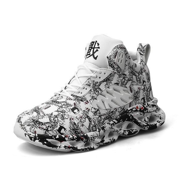 

shoes men sneakers lightweight breathable zapatillas mesh shoes men hip hop street dance graffiti high chunky sneakers, Black