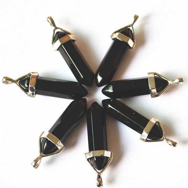 

bullet stone chakra gem shape pendant black jewelry 12pcs natural stone fashion pendants pendulum pillar summer onyx women djoex