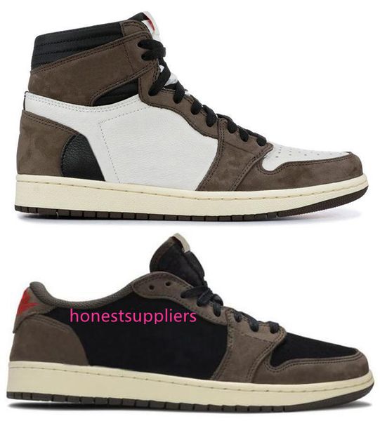 

1 high og travis scotts cactus jack suede dark mocha ts sp 3m basketball shoes men women 1s sneakers