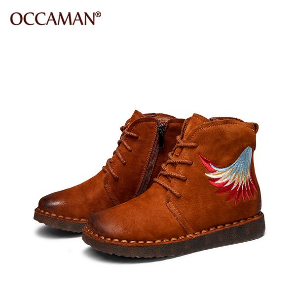 

occaman winter women sweet thick snow boots nubuck short thermal casual shoes solid color lace-up flat boots 04059, Black
