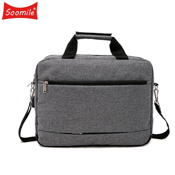 

soomile 2018 men's briefcase usb lapbag male simple protfolio office briefcase business handbag maletin hombre 15 inch bags