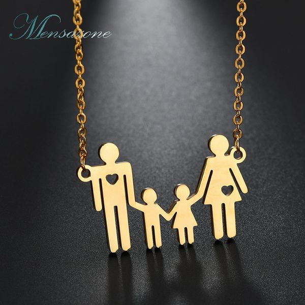 

mensazone new children and parents pendant necklace for family stainless steel love mama kids necklace birthday gift, Silver