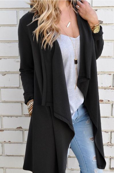

2019 autumn winter new style knit loose-fit fashion irregular slit panel cardigan jacket women's coat, Black