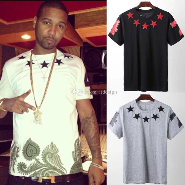 

2019 man print stars cotton leisure t shirt nice quality fashion short sleeve t-shirt men's tee, White;black