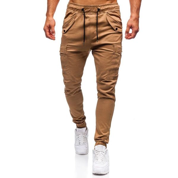 

slim sport pants trousers running joggers pants men casual solid sweatpants elastic fitness sport men pantalones hombre, Black