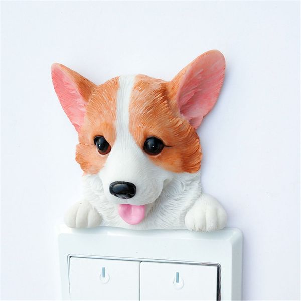 Decoração bonito da parede das etiquetas do interruptor da resina do Corgi