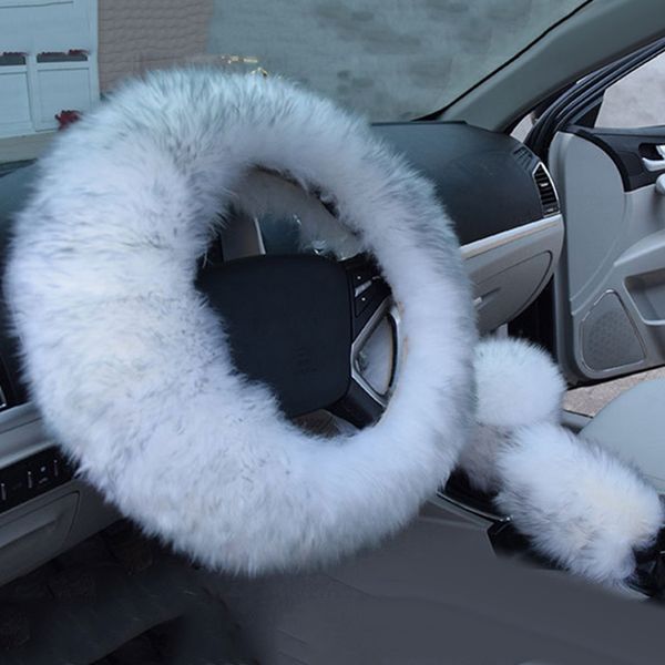 

universal car furry steering wheel cover woolen gear knob shifter brake