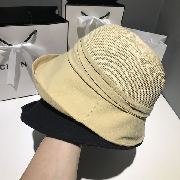 

knwza fisherman women's summer thin breathable all-match stitching curled straw bucket bucket straw fisherman hat small eaves sunshade, Blue;gray