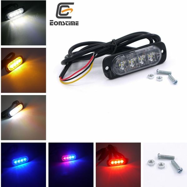 

eonstime 4led strobe warning light strobe flashing light bar car truck beacon lamp traffic amber/yellow red blue 12v/24v