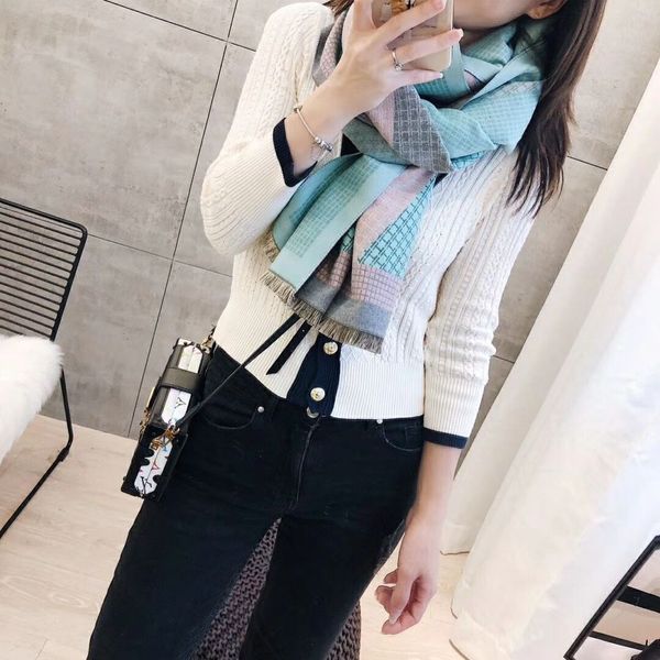 

the latest selling women blend wool autumn winter scarf shawl soft warm, Blue;gray