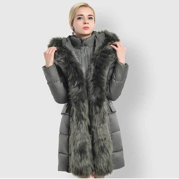 

russia winter big hair green women donsjack winter plus size new parka fashion fat cats jas wz764, Black
