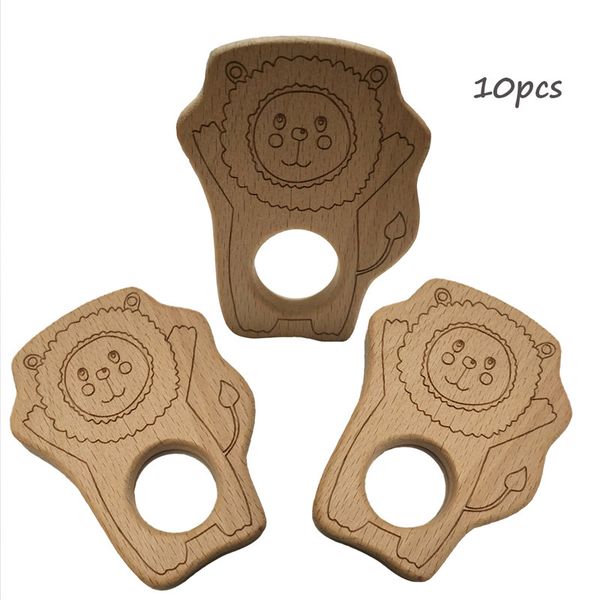 

10pcs natural wooden marking lion teether toy forest animal, fine motor development and sensory ability toys,baby perfect shower gift