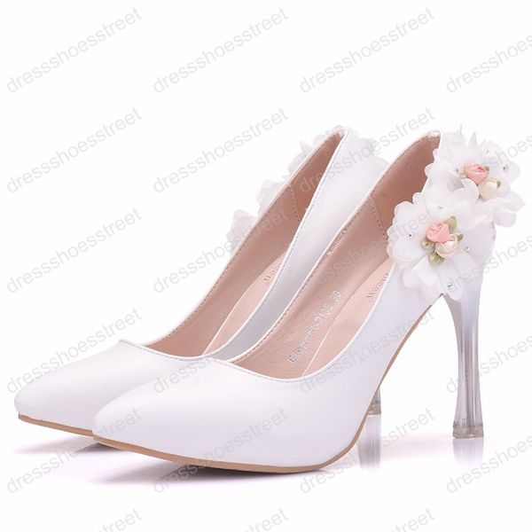 Woman Shoes Closed Toe Mid Heels Comfortable Flowers Pumps Lace
