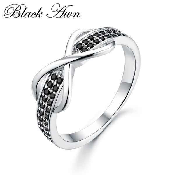 

black awn] 925 sterling silver fine jewelry trendy engagement bague for women wedding rings c090, Golden;silver