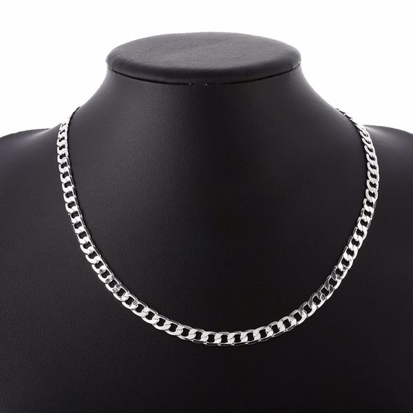 

6mm 16inch-24inch link chain necklaces silver jewelry men necklace, 925 sterling silver necklace colar men jewelry accessories