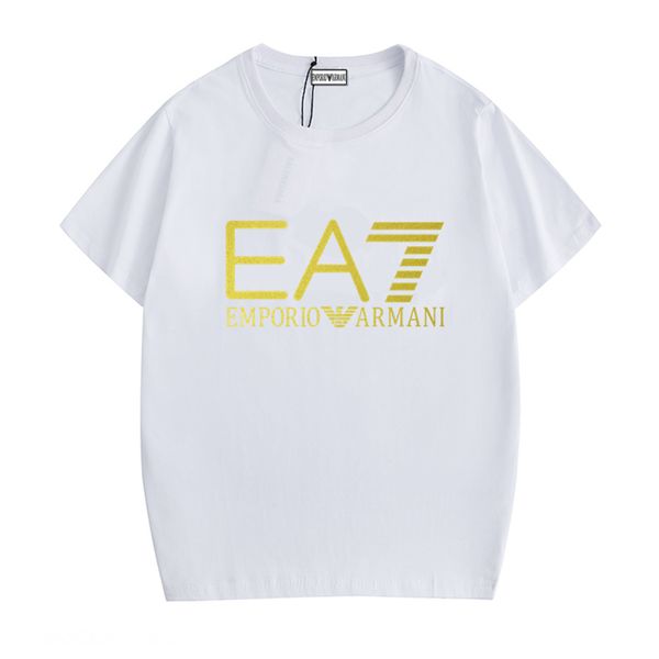 

brand gold Ã©a7 5xl/armani t shirts men women designers short sleeve summer homme letter italy george streetwear shirts luxury tee, White