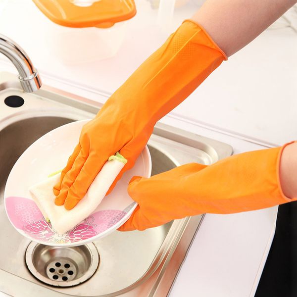 

1 pair dish washing housekeeping gloves water-proof dishwashing gloves rubber bands rubber gloves long sleeve