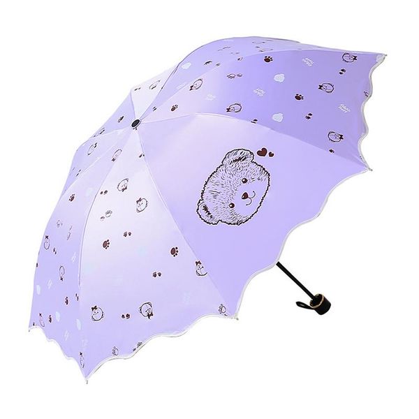 

umbrellas cute bear black plastic sunshade sun umbrella three folding dual purpose