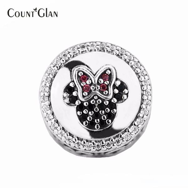 

fits pandora bracelets micky icon silver beads with clear&red cz 100% 925 sterling silver charms diy women jewelry wholesale, Bronze;silver