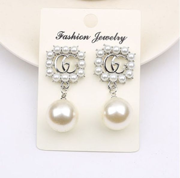 

2020 fashion brand have stamps designer white pearl earrings for lady design women party wedding luxury jewelry with for bride lovers gift, Silver