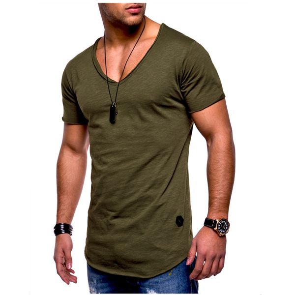 Designer mens sólida tshirts tubo de verão moda manga curta camiseta v-pescoço casual t-shirt de algodão fino para roupa masculina