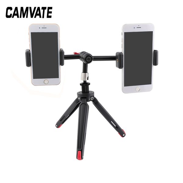 

camvate складной мини-настольный штатив + 11" тройной шарнирный волшебный рычаг с резьбой 1/4" + двойные зажимы для смартфонов c2512