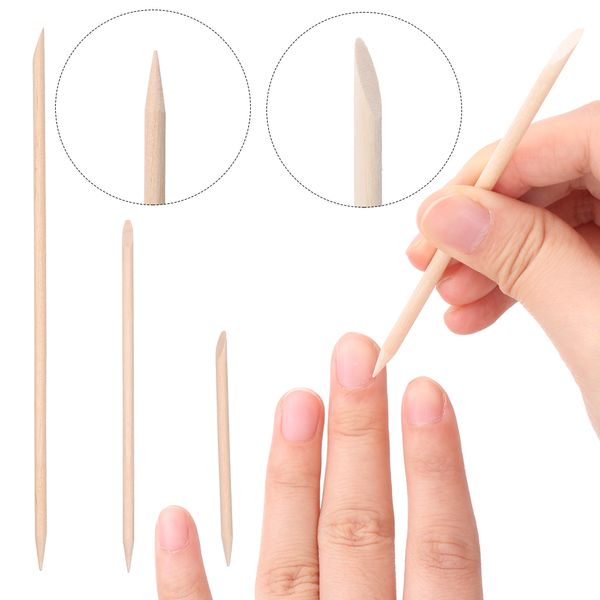 

10/30/50/100pcs exfoliating wood stick cuticle remover orange dual-ended nail art designs manicure pedicure pusher nail tool