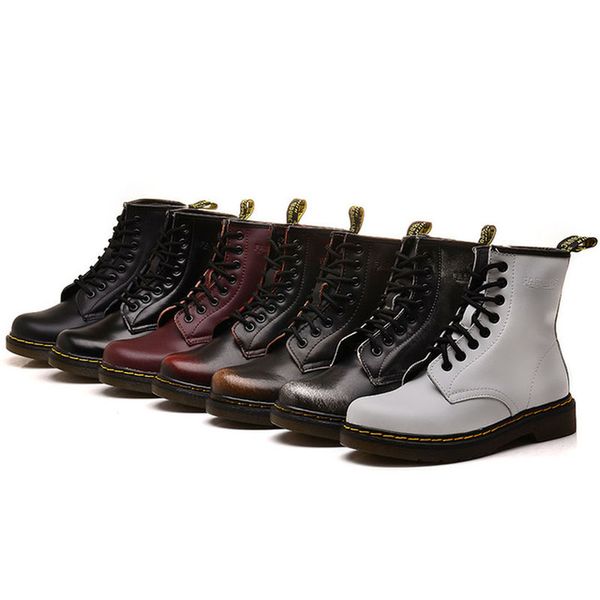 

lover boots for martin motorcycle boots genuine leather cowboy ankle boot female winter shoes men punk white lace up