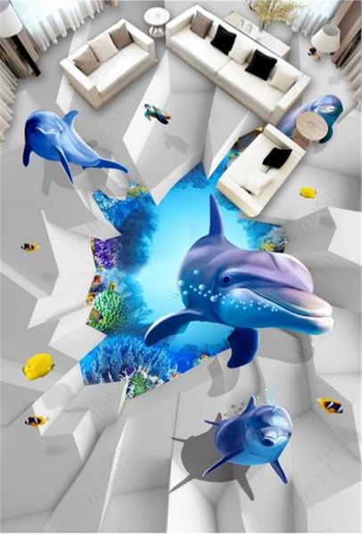 

ustom retail beautiful sea world 3d floor decoration mural
