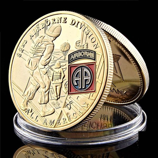 

US Military Army 82nd Airborne Division Eagle 1oz Gold Plated Challenge Coin Collectible Gift W/Capsule