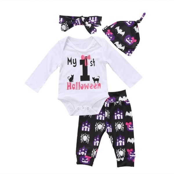 

halloween newborn infant baby girls bodysuit romper jumpsuit clothes outfits, White