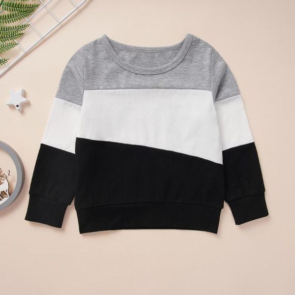 

winter fashion sweatshirts boys autumn round collar stitching long sleeve sports cotton warm splicing hoodies children clothes, Black