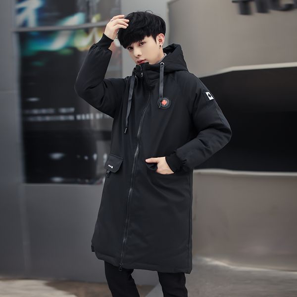 

size5xl long parkas winter jacket men new warm windproof casual outerwear padded cotton coat big pockets parkas men, Black