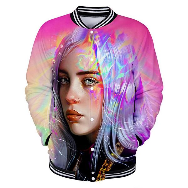 

billie eilish кардиган мужские толстовки конструктора зимы бейсбола костюмы с длинным рукавом o шеи 3d digital отпечатанных мужской одежды, Black