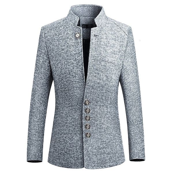 

legible blazer men 2019 spring new chinese style business casual stand collar male blazer slim fit mens jacket 4xl 5xl, White;black