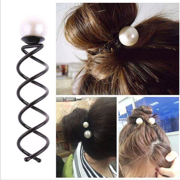 

1pcs мода женщины девушка pearl спираль спин винт bobby заколка для волос зажимы twist заколки аксессуары для волос dropshipping new 2019 hg, Black