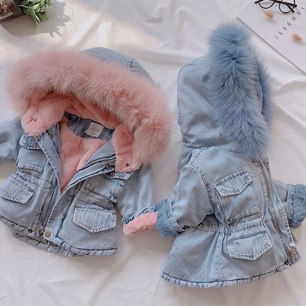 

girls faux fur teddy coat autumn winter denim jacket warm fluffy shaggy outwear cardigan slim fur coats, Blue;gray