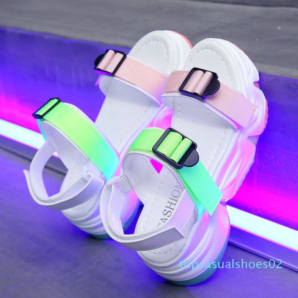 

lucyever mix color straps summer shoes platform sandals women 2020 thick bottom casual sports sandalias mujer wedges heels shoes t02, Black