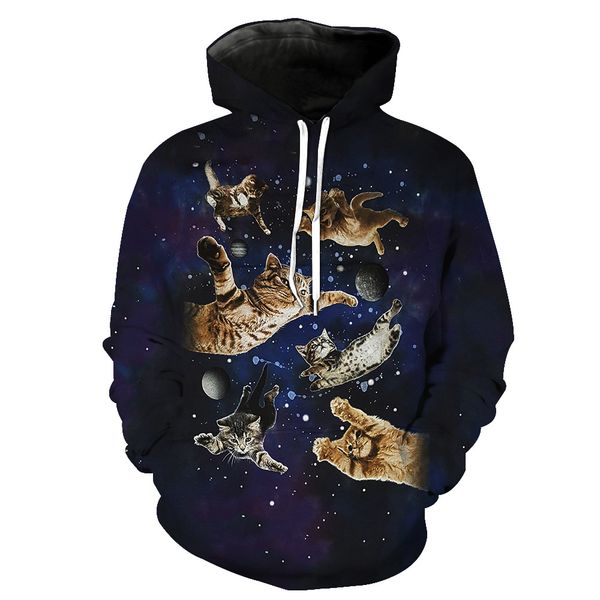 

NEW ARRIVAL Space Meow Star People Print Pocket Casual Hoodie for Young Men Designer Hoodies Fashion Hipster Men and Women Sweatshirt