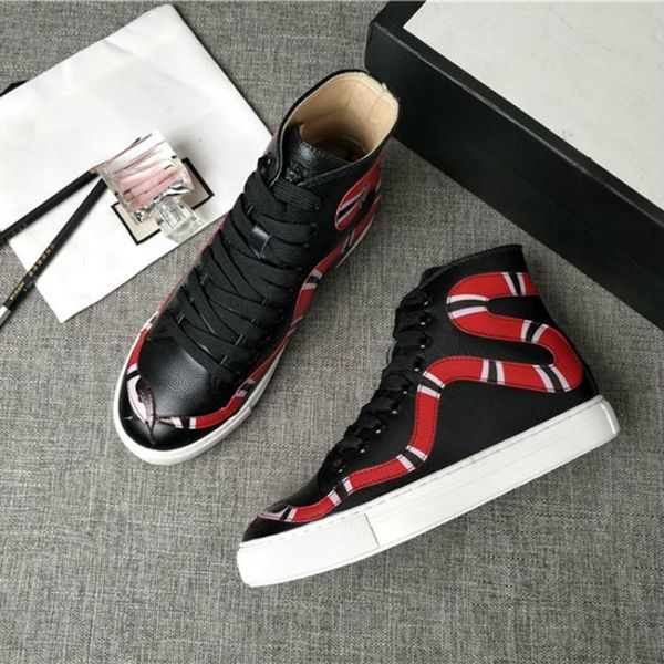 

high-топ мужской обувь кожаного шнурка серебряных плоских туфель мода дикая повседневная обувь мода подиум производители акция, Black