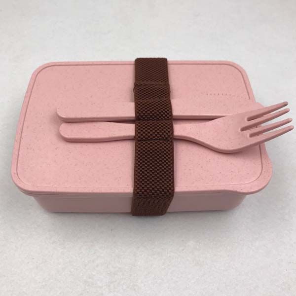 

pinbo bamboo fiber lunch box with spoon,knife and fork cutlery set
