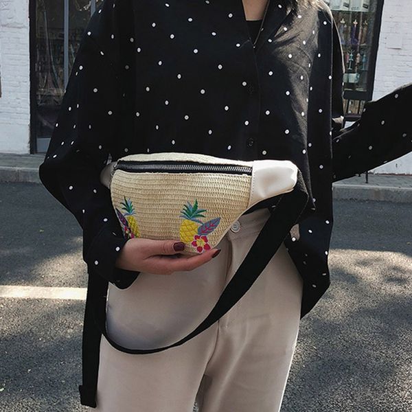 

women's bag straw bag fashion strap waist beach pockets handbags pockets messenger shoulder
