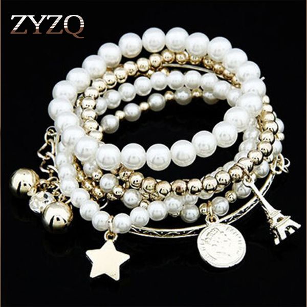 

zyzq new arrival beads bracelets personality wrist accessories jewelry for women with full circle simulated pearl bracelets, Black