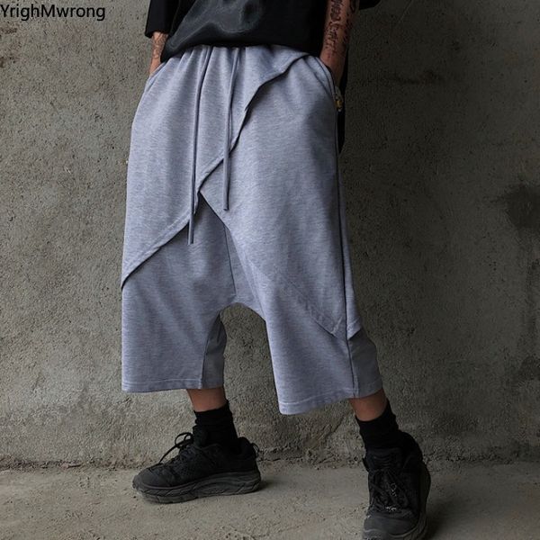 

men streetwear loose harem cross wide baggy crotch jogger pant harajuku hip hop cotton summer woman fashion korean japanese punk, Black