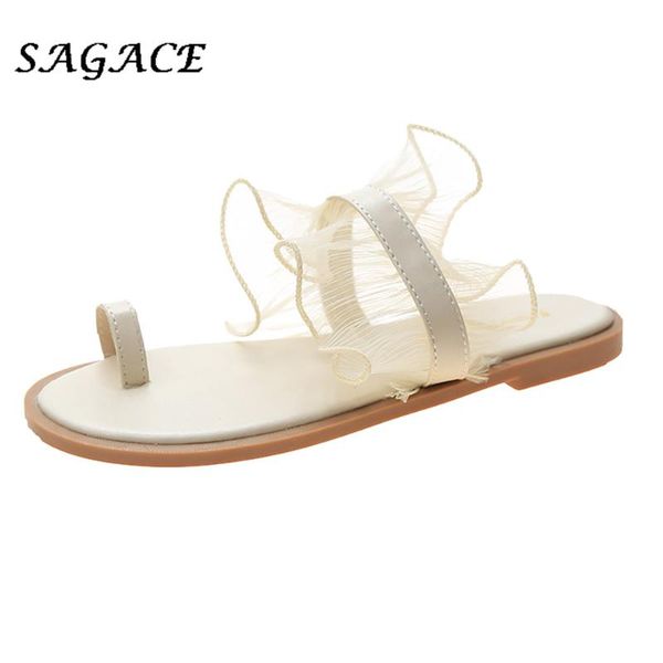 

sagace home slippers women flat sandals lace hollow breathable sandals summer slippers women rubber beach casual shoes, Black