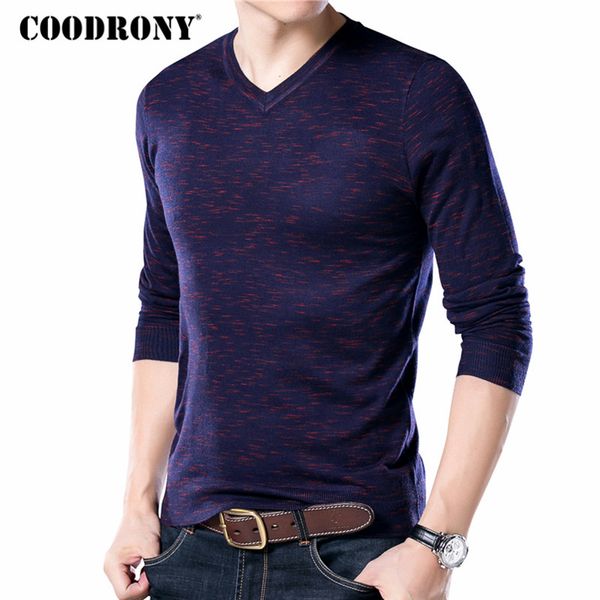 

coodrony sweater men clothes 2018 new autumn thin pull homme cotton pullover sweaters men casual v-neck shirt jersey hombre 8123, White;black